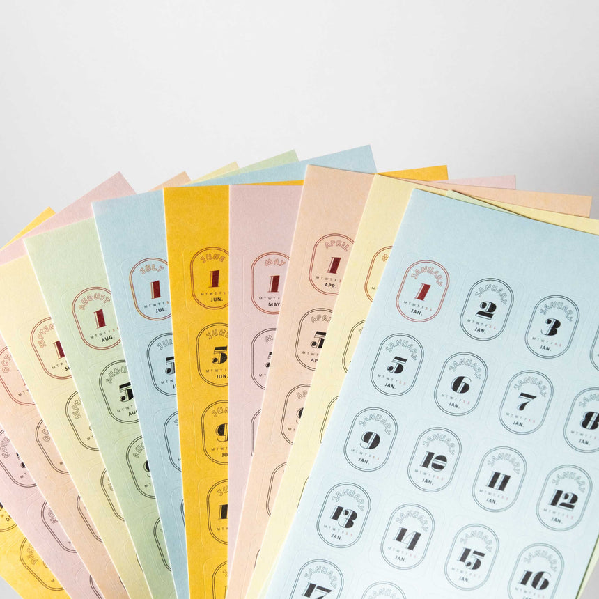 365 Undated Date Stickers (Colourful Retro Style)