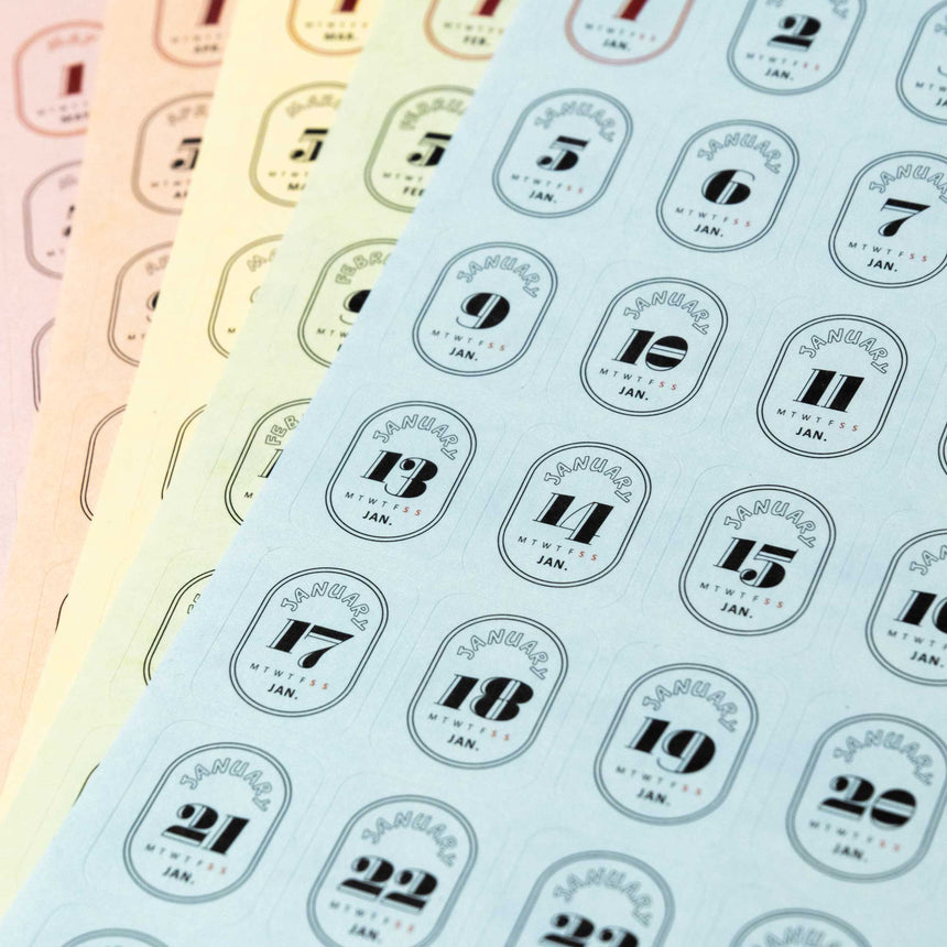 365 Undated Date Stickers (Colourful Retro Style)
