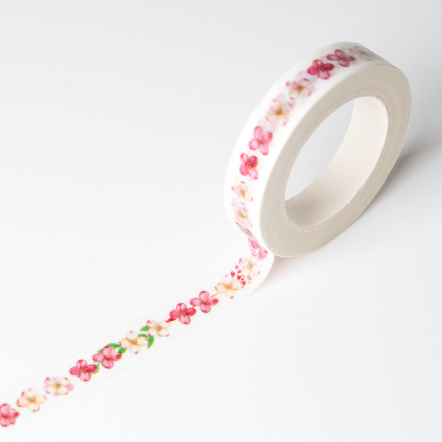 Watercolour Pink Sakura Petals Thin Washi Tape | 8mm x 7m