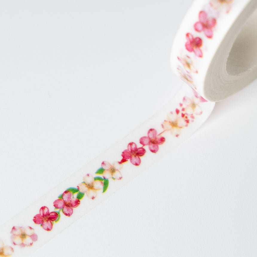 Watercolour Pink Sakura Petals Thin Washi Tape | 8mm x 7m