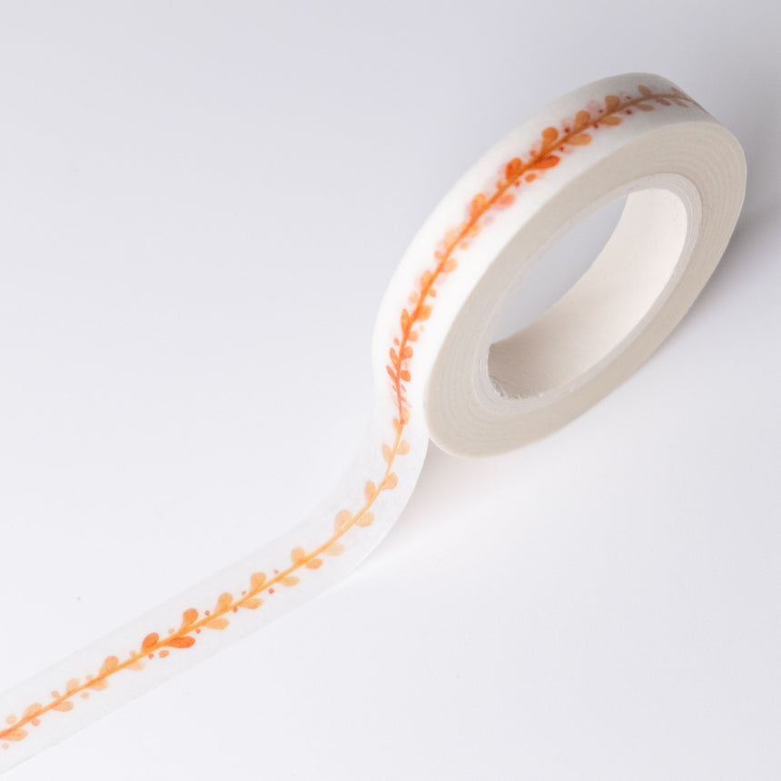 Golden Leaf Pattern Thin Washi Tape | 8mmx10m