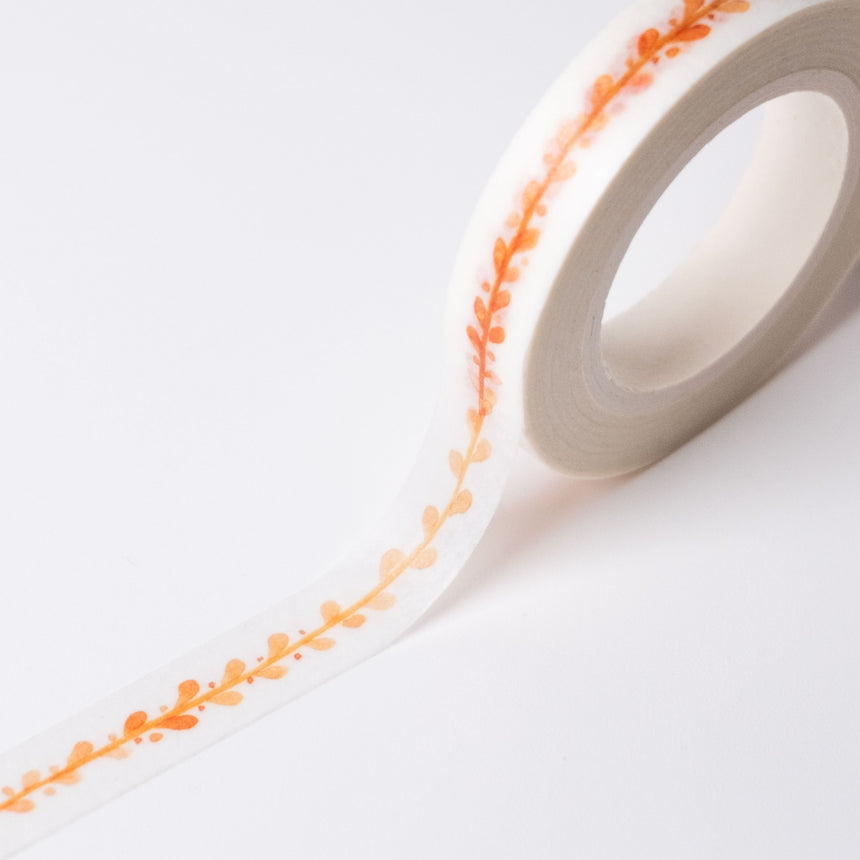 Golden Leaf Pattern Thin Washi Tape | 8mmx10m