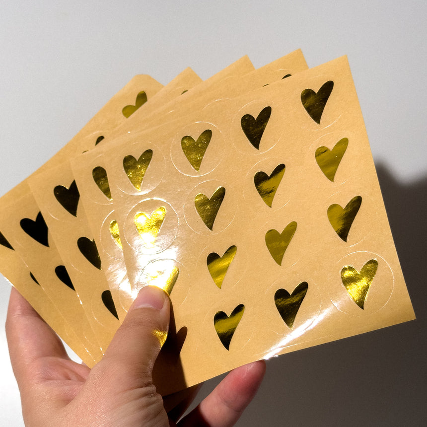 Gold Foiled Heart Stickers | Envelope Seals