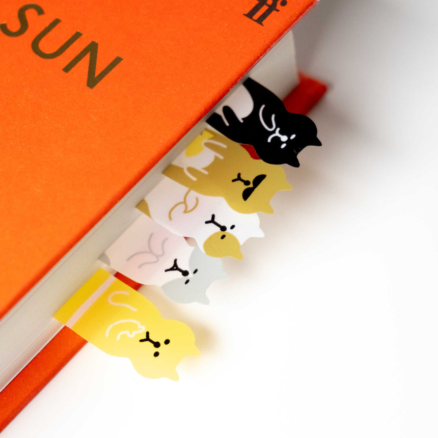 Cute Sassy Cat Sticky Note Sticker | 100 pcs | Reusable PET Page Markers for Notes & Planners, Sticky Bookmark