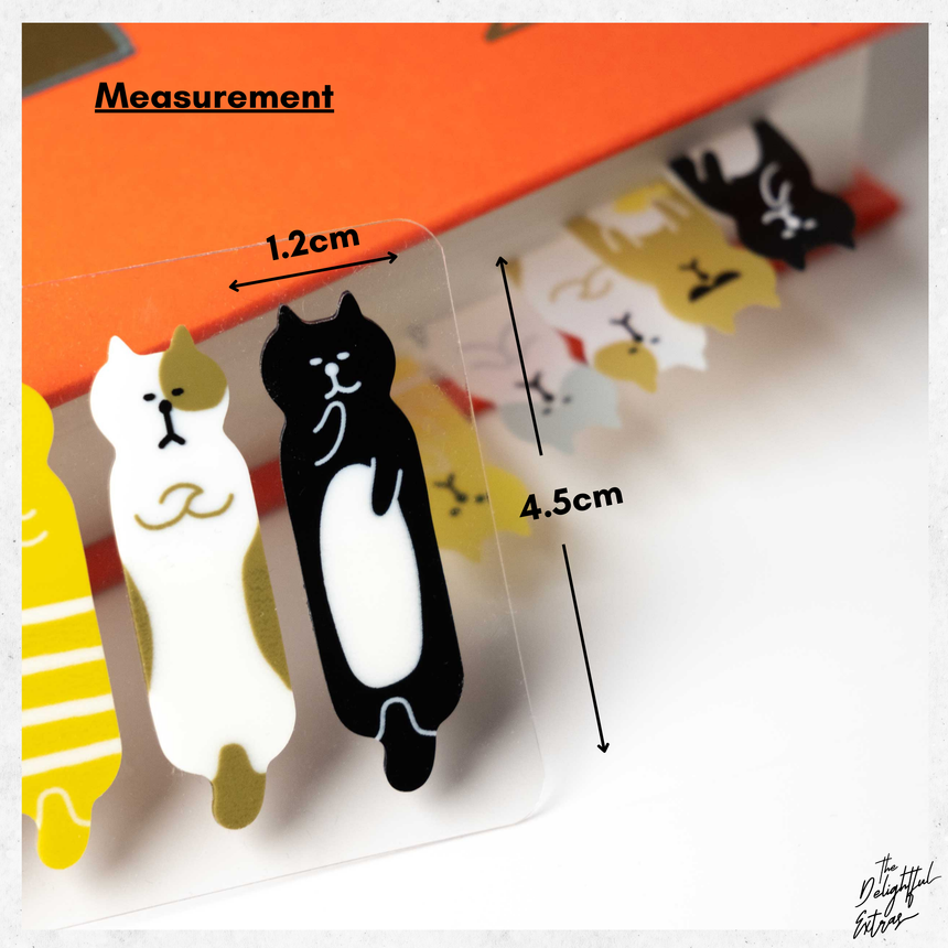 Cute Sassy Cat Sticky Note Sticker | 100 pcs | Reusable PET Page Markers for Notes & Planners, Sticky Bookmark