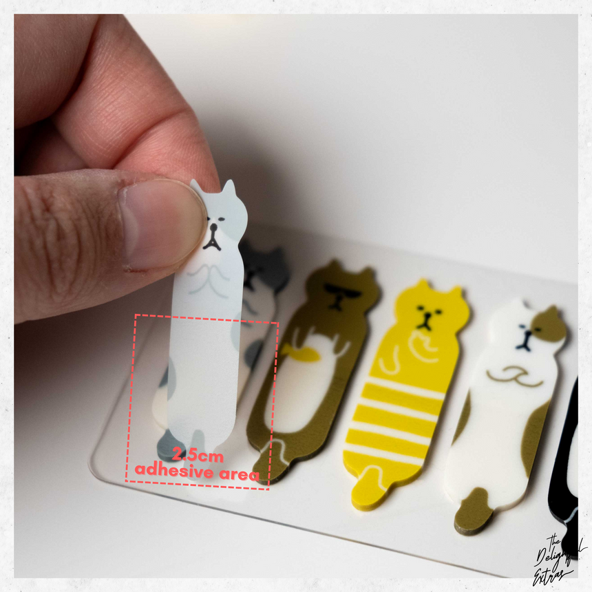 Cute Sassy Cat Sticky Note Sticker | 100 pcs | Reusable PET Page Markers for Notes & Planners, Sticky Bookmark
