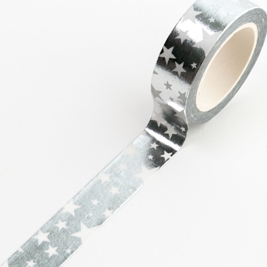 Silver Foil Star Washi Tape | 15mm x 10m