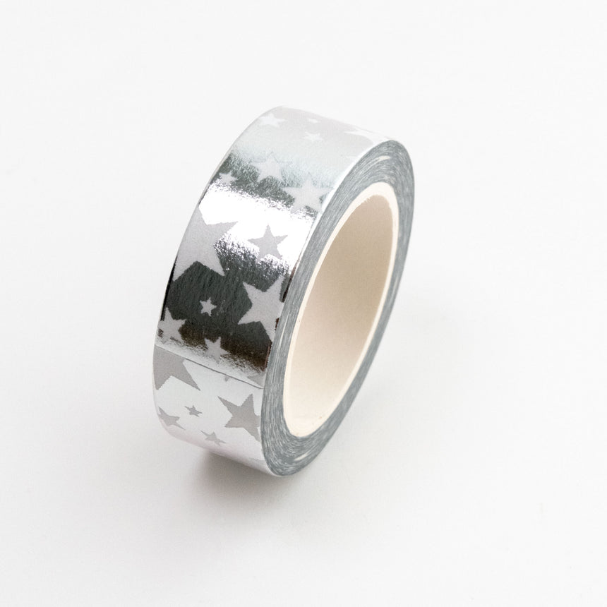 Silver Foil Star Washi Tape | 15mm x 10m