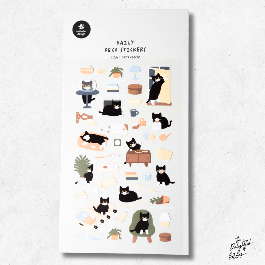 No.1139 Cat's Catch Naughty Cat Stickers | Suatelier
