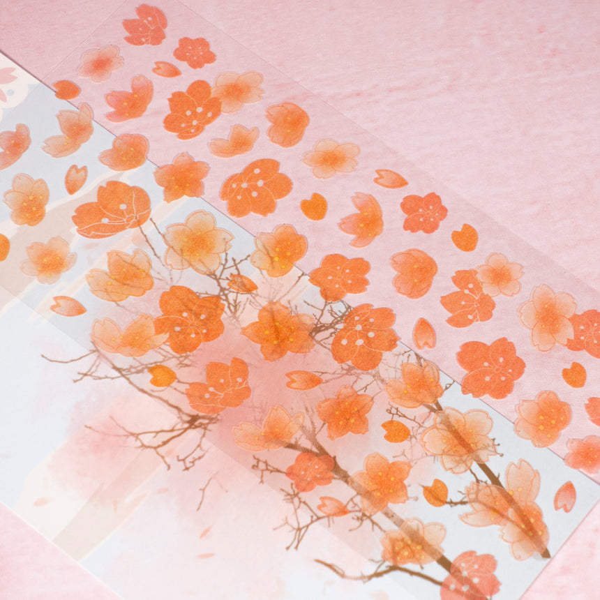 Coral Pastel Sakura Cherry Blossom Washi Stickers | Nekoni