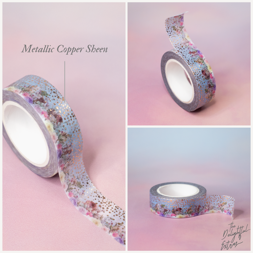 Rose Garden with Copper Foil Dots Washi Tape
