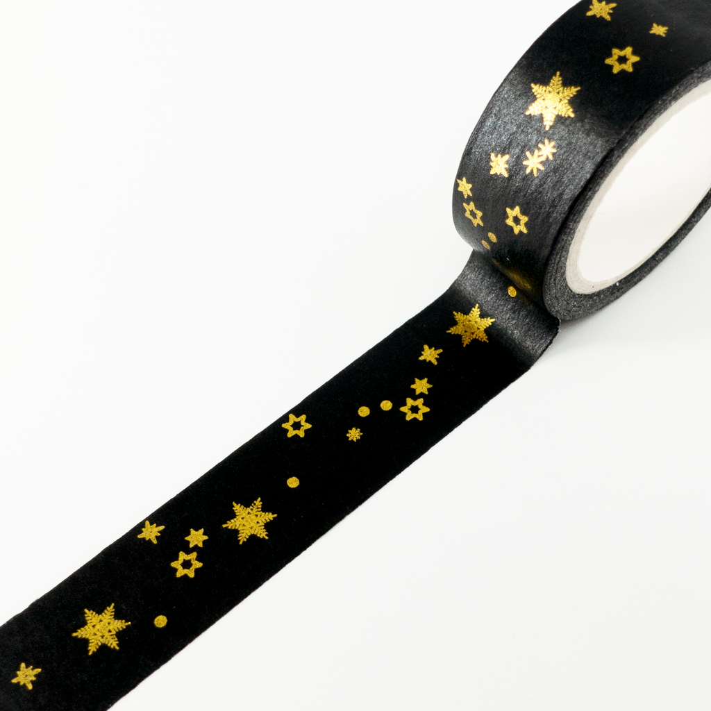 Black And Gold Stars Washi Tape - InexPens