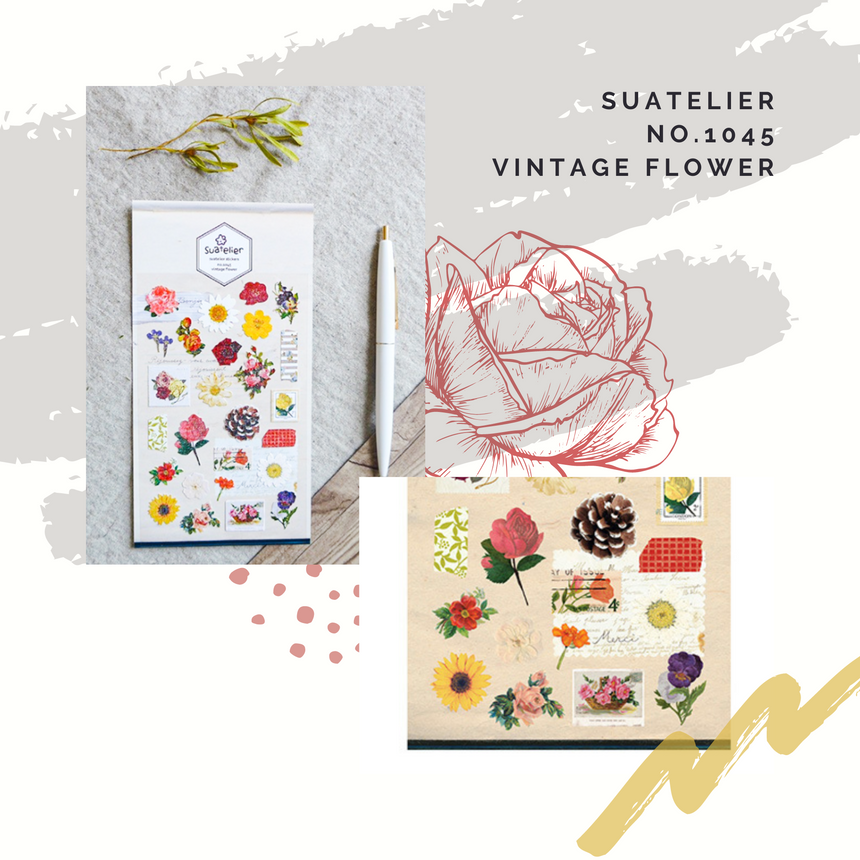 No.1045 Vintage Flower Stickers | Suatelier