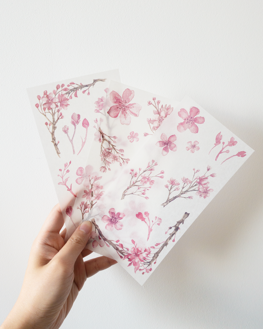 Watercolour Sakura Washi Stickers | Cherry Blossom