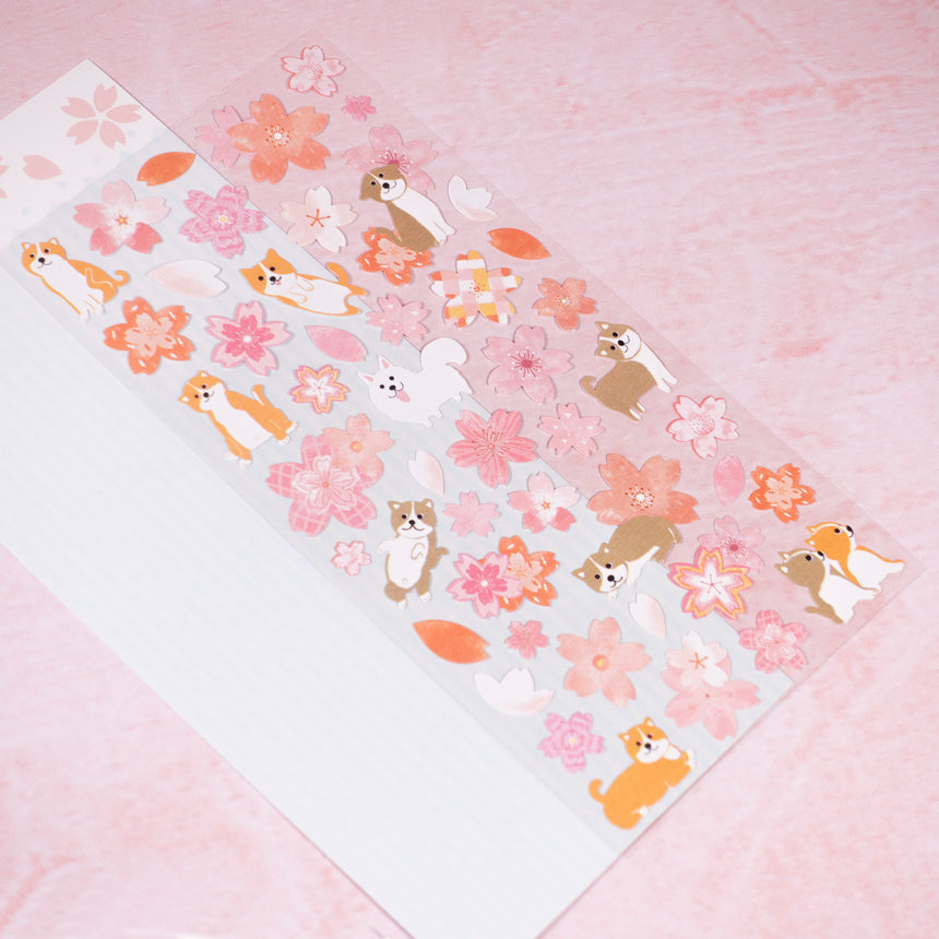 Corgi & Sakura/Cherry Blossom Stickers | Nekoni