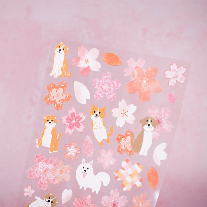 Corgi & Sakura/Cherry Blossom Stickers | Nekoni