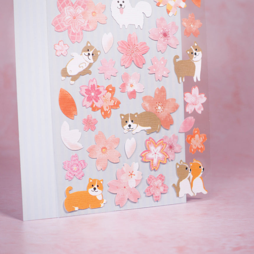 Corgi & Sakura/Cherry Blossom Stickers | Nekoni