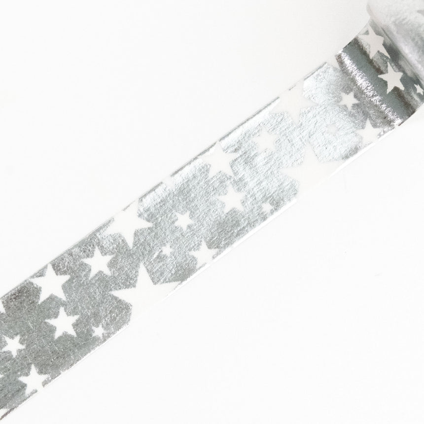 Silver Foil Star Washi Tape ｜ 15mm x 10m