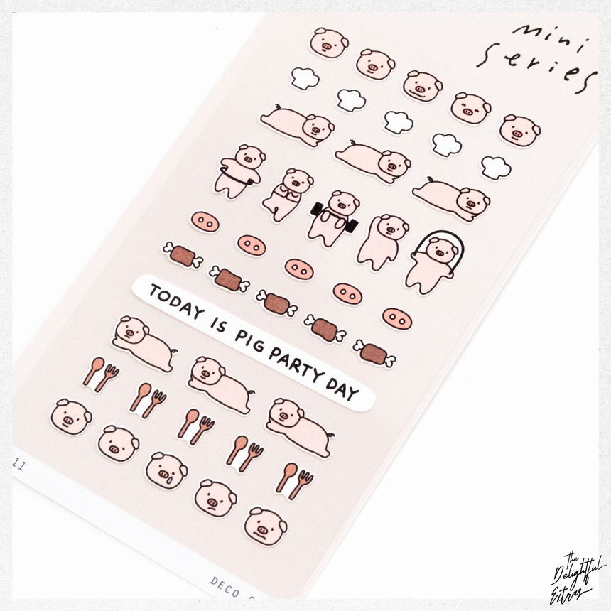 Mini Series No.111 Pig | Piggy Daily Workout Stickers | Suatelier