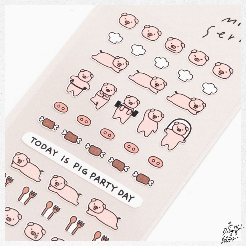 Mini Series No.111 Pig | Piggy Daily Workout Stickers | Suatelier