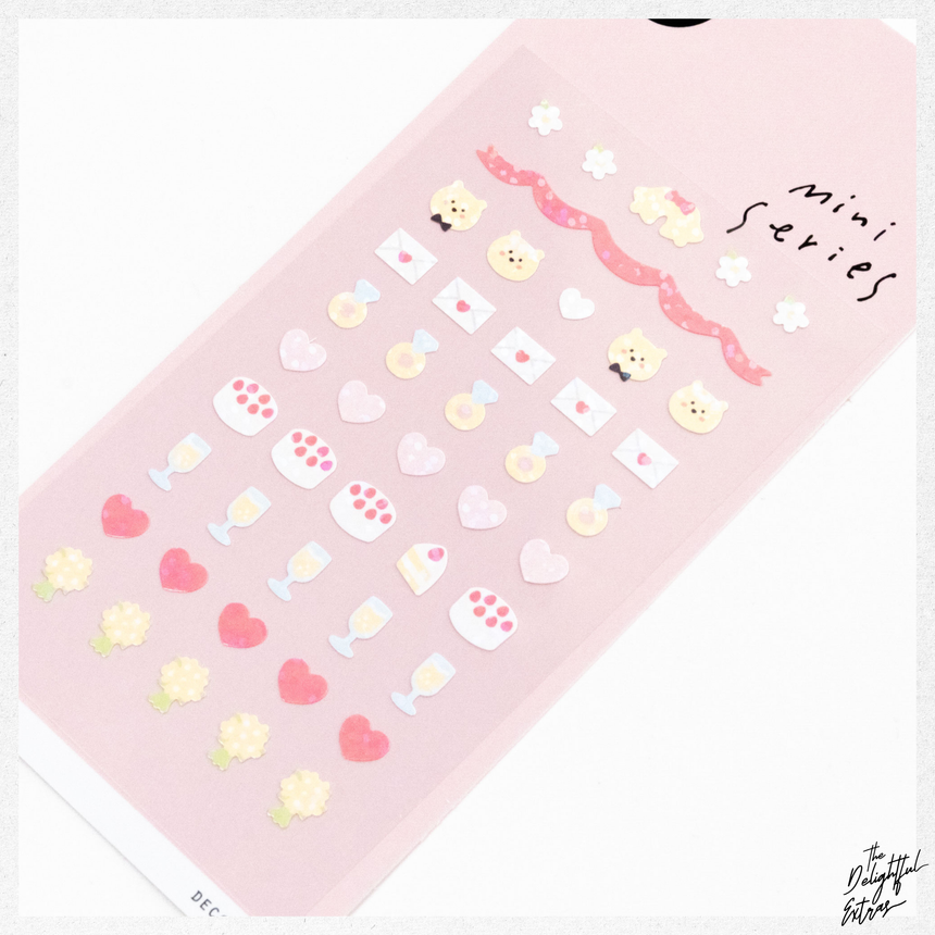 Mini Series No.119 Cake, Flower, Glasses | Wedding & Love Sticker | Suatelier