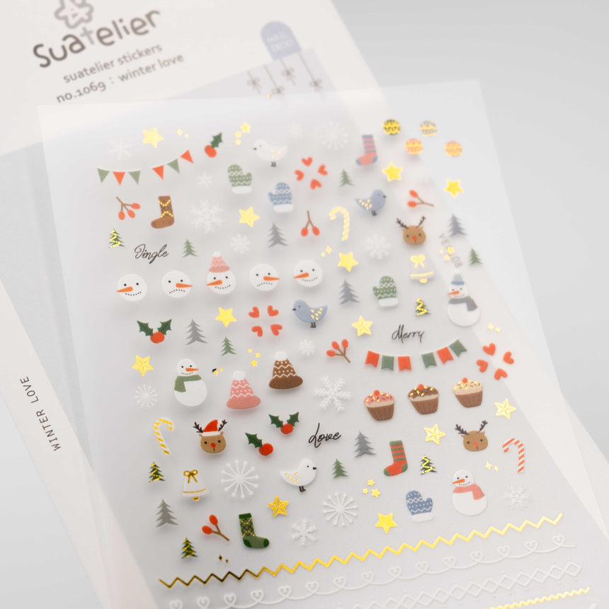 No.1068 Winter Love Snowman Sticker | Suaterlier