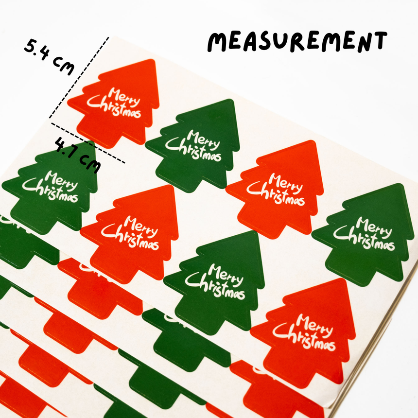 Red & Green Christmas Tree Stickers | 5 sheets 40pcs