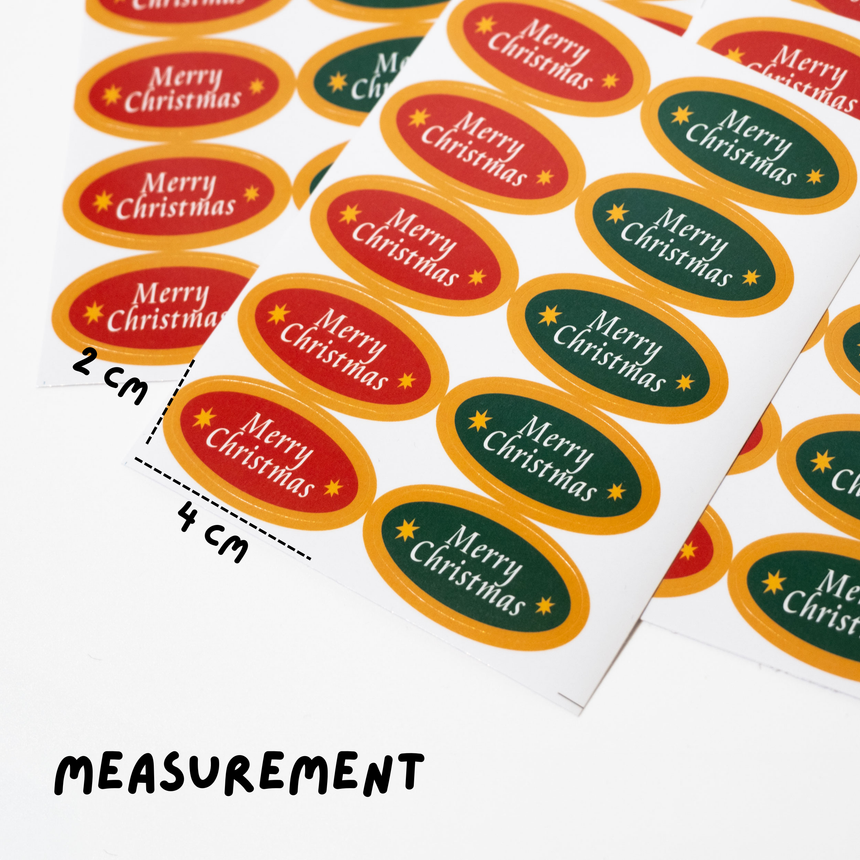 Oval Merry Christmas Stickers | 5 sheets