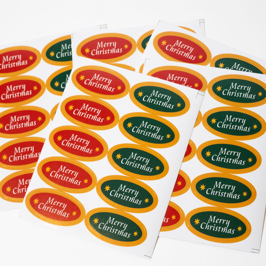 Oval Merry Christmas Stickers | 5 sheets