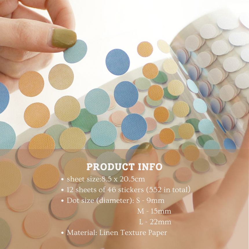 Linen Texture Dot Round Sticker Book