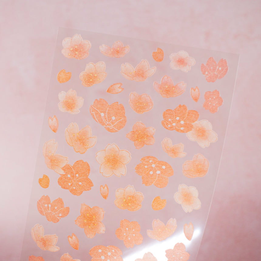 Coral Pastel Sakura Cherry Blossom Washi Stickers | Nekoni