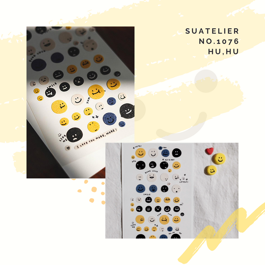 No.1076 hu,hu Smiley Face Stickers | Suatelier