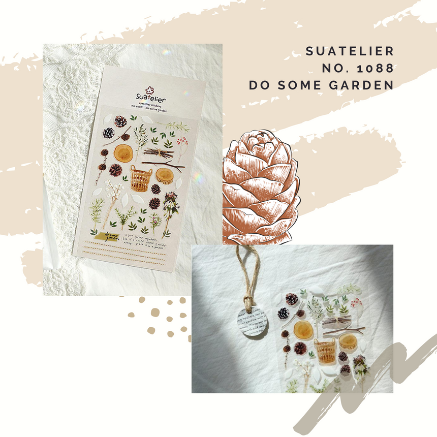 No.1088 Do Some Garden Pine Nut & Leaf Stickers | Suatelier