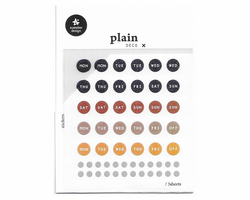 No.1632 Plain.28 Days of the Week Stickers | Suatelier