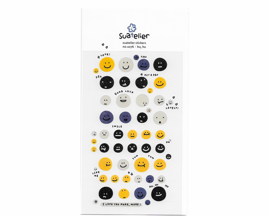 No.1076 hu,hu Smiley Face Stickers | Suatelier