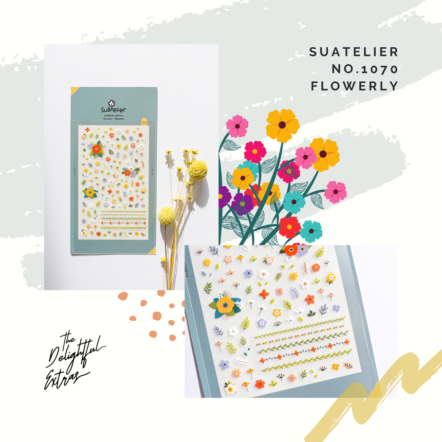 No.1070 Flowerly | Flower Stickers for Journal Decoration & Nail Art | Suatelier