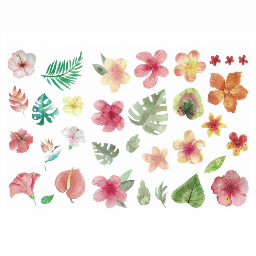 Watercolour Flower & Monstera Stickers | Flamingo flower, Monstera Die-cut Stickers | Washi Paper Stickers - The Delightful Extras