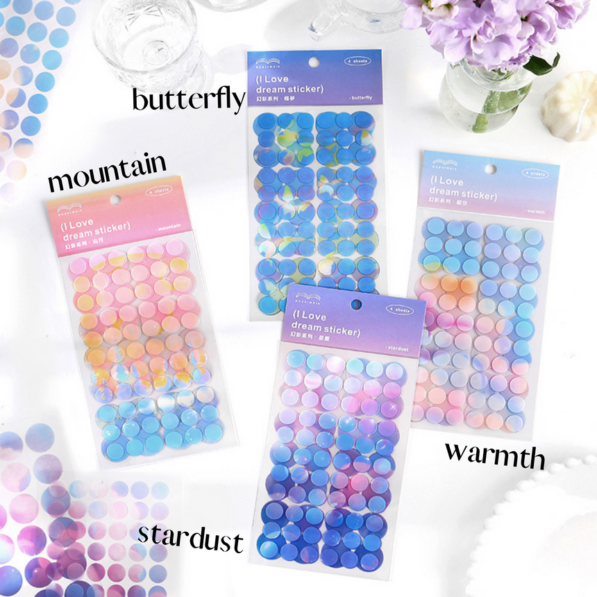 Iridescent Swirl Colourful Dot Stickers | Pack of 4 | Papermore