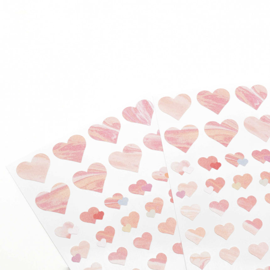 Pink & White Marbling Heart Stickers | PLEPLE