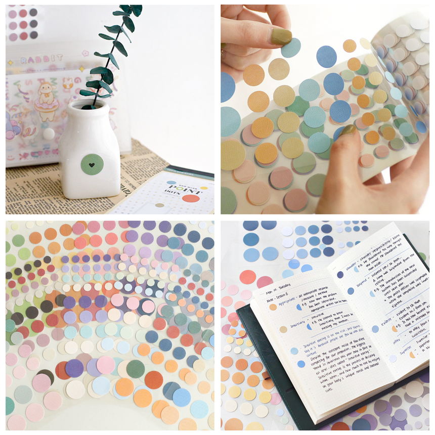 Linen Texture Dot Round Sticker Book