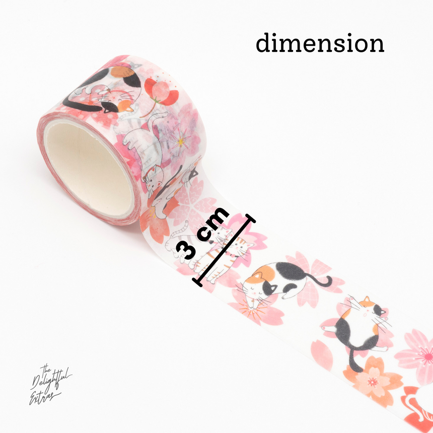 Japanese Bobtail Cat & Sakura Cherry Blossom Washi Tape