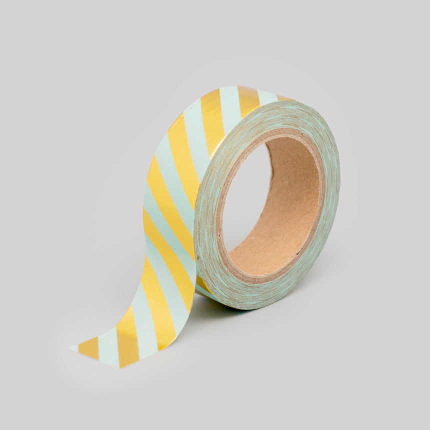 Gold Foil Masking Tape with Pink/Blue Stripes