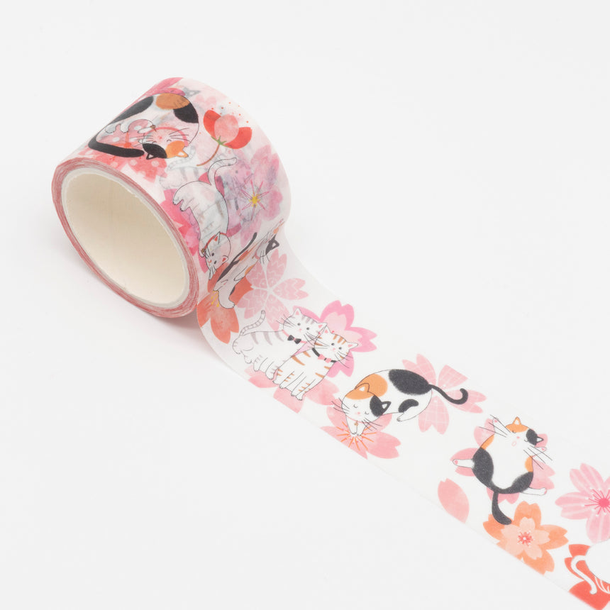 Japanese Bobtail Cat & Sakura Cherry Blossom Washi Tape