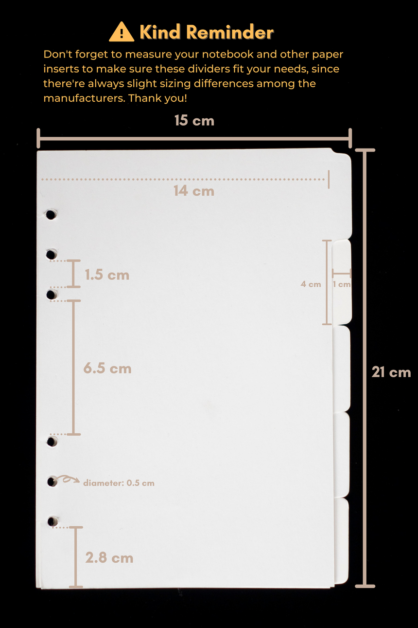 A5 Index Divider Inserts - White