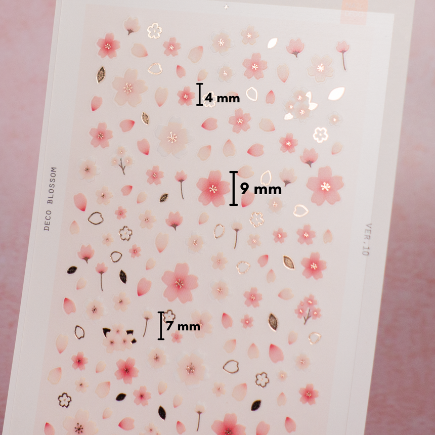 Suatelier Mini Pink & Gold Sakura/Cherry Blossom Nail Art Decals | No.1078 Deco Blossom