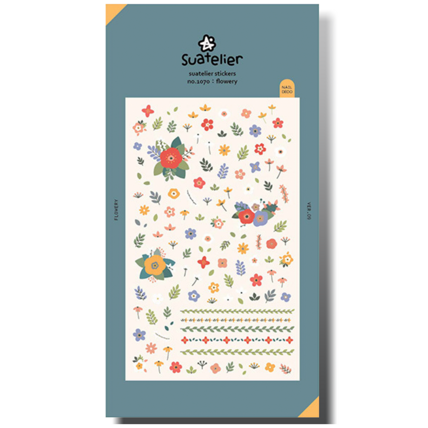 No.1070 Flowerly | Flower Stickers for Journal Decoration & Nail Art | Suatelier