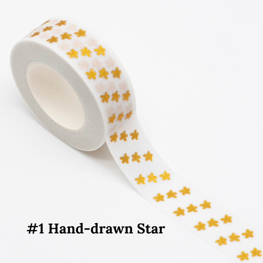 White Gold Foil Stars Glitter Washi Tape | 15mm x 5m