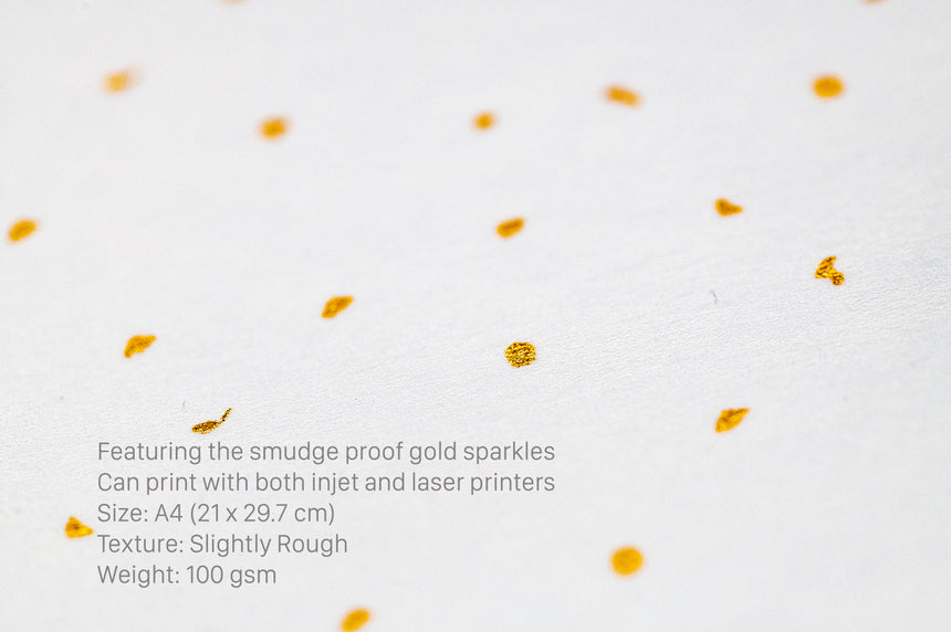 Gold Foil Dots Sticker Paper Set - White/Beige Washi Paper