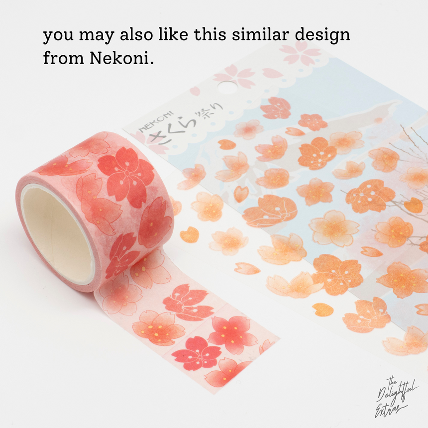 Coral Pastel Sakura Cherry Blossom Washi Stickers | Nekoni